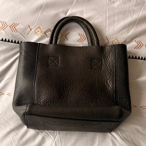 Madewell Black Leather Tote Bag
